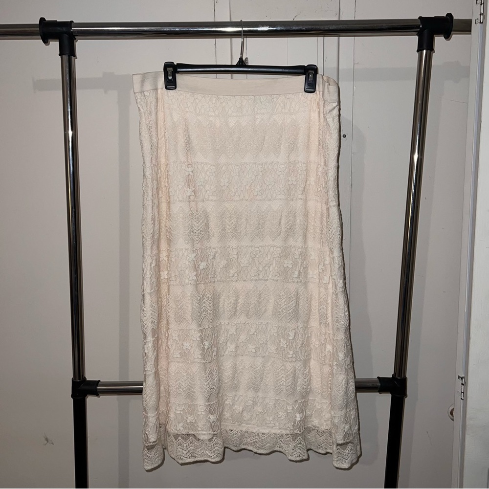 COPY - Cato Size 26/28 Ivory Lace Overlay Skirt with Lining